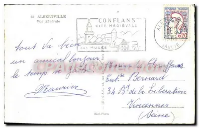 Ogólny widok Albertville — Conflans, średniowieczna miasteczko — wydawca C.A.P. nr 65 — Rewers
