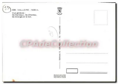 Valloire — ogólne widoki: Hameaux, Chozeau, Granges i Col — Wydawnictwo E. Grange — Rewers