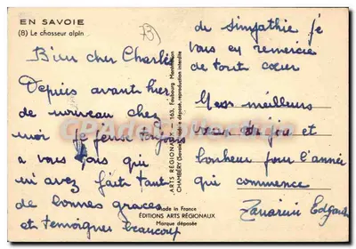 Savoie — O caçador alpino — Éditions Régionales — Verso