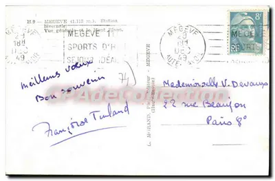 Mégeve (1.113 m.) — Estação de inverno e o Monte Branco — L. Morand, Fotógrafo (Alta Saboia) — Verso