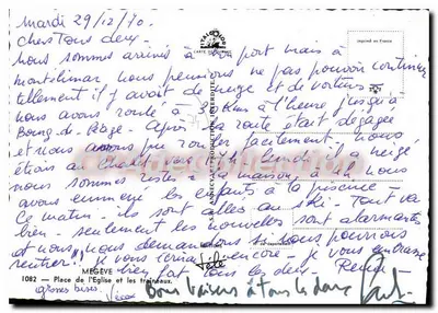 Mégeve — cena invernal com carruagem puxada por um cavalo — Éditions de l'Église — Verso