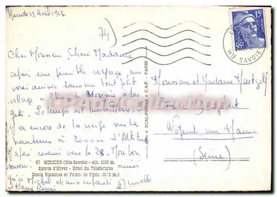 Morgine — Hôtel du Téléphérique — CPAdeCollection — Verso