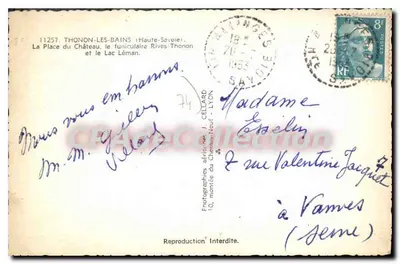 Thonon-les-Bains — Vista del funicolare Rives-Thonon — Fotografie aeree J. Cellard — Verso