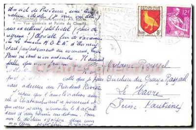 Abondance (Haute-Savoie) — Ogólny Widok i Wierzchołek Chauffe — wydawca nieznany, numer serii nie widoczny — Rewers