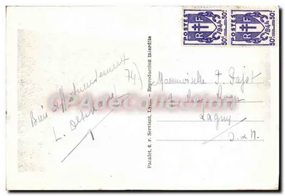 Amphion-les-Bains (Alta Saboya) — La Playa y la Dent d'Oche — P. L. — Reverso