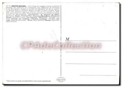 Haute-Savoie — Ilustrowana mapa turystyczna z portretami św. Franciszka z Sales i generała Desaix oraz mapą geograficzną — Rewers