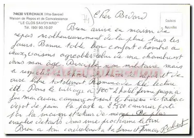O Clos Savoyard — Casa de Repouso e Convalescência — Edições Couleurs Naturelles — Verso