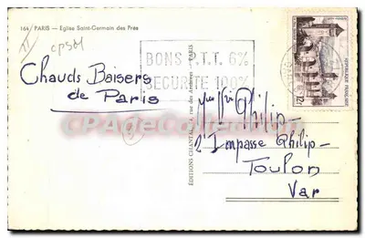 Kościół Świętego Germain-des-Prés — Paryż — Wydawnictwo Chantal, n°164 — Rewers