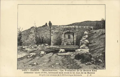 Paris - Montmartre - La Fontaine de la Bonne Eau, démolie vers 1850, laissant son nom à la rue de la Bonne Eau — J. H. — n° 063