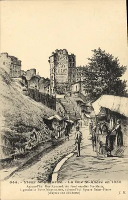 Old Montmartre — St-André Street in 1850 — J. H. — No. 044
