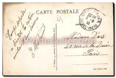 Criel-Plage — Rue des Bains — Hotel de la Plage — Editor Etoile de Mer, n°5 — Verso