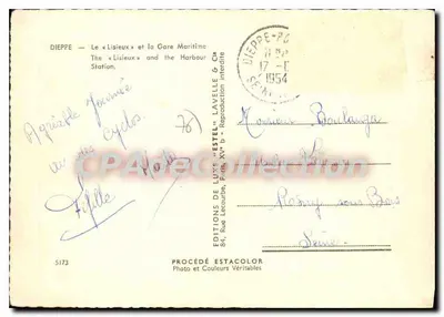 Lisieux — Port Dieppe — Wydawca Estel — Rewers