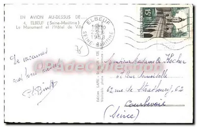 Elbeuf — O Monumento e o Hotel de Ville — Edição Lapie — Verso