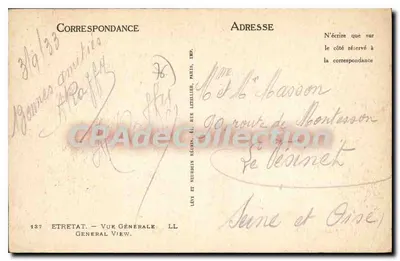 Étretat — Ogólny widok — Wydawca LL, nr 137 — Rewers