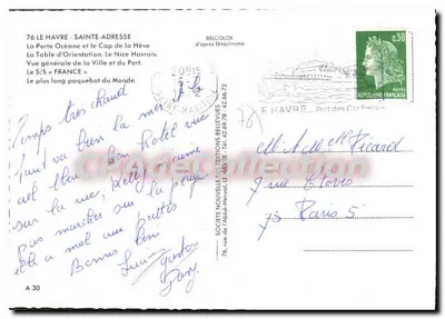 Le Havre - Sainte-Adresse — Vista geral da cidade e do porto — Edições Belcolor — Verso