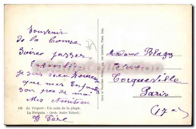 La Frégate - Un coin di spiaggia — Le Tréport — Arch. André Echard — Imp. Levy et Neurden Réunis, 44, rue Letellier, Parigi — Verso