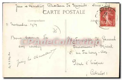 Castelo de Mesnières — A Fachada LESTE — datada 11 Novembro 1917 — Verso