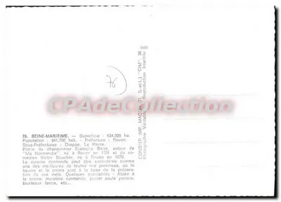 Seine-Maritime — Antieke ansichtkaart met kaart en foto's van locaties — IMP. MACON — Achterkant