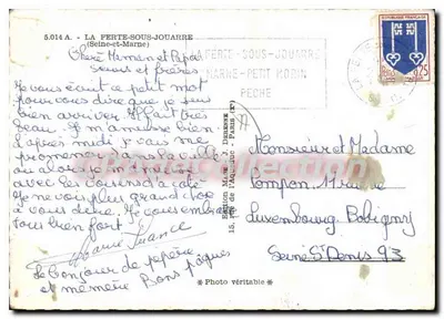 La Ferté-sous-Jouarre — vista artística em paleta — edição Mase n°5.014 A — Verso