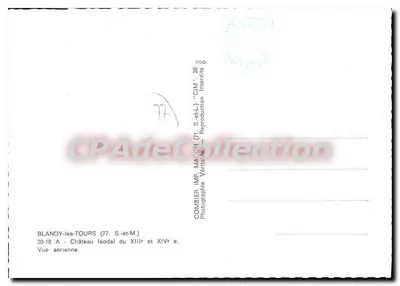 Blandy-les-Tours — Zamek feudalny z XIII i XIV wieku — Combiér Imp. Macon — Rewers