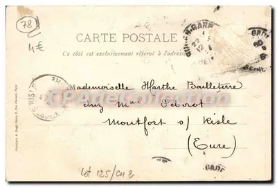 Mantes - A Ilha das Damas — avenida arborizada — Produtos phar. A. Bertran, Ed. Mantes, Rep. inter. — Verso