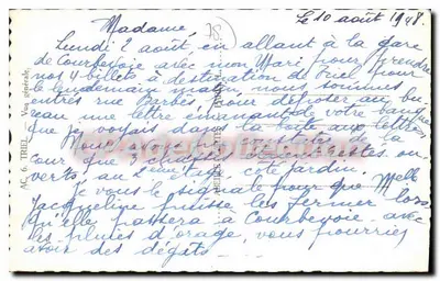 Vista de Courbevoie — editor AC. 6. TRIEL — datada 10 agosto 1948 — Verso