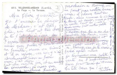 Villennes-sur-Médan — La Plage — La Terrasse — Wydawca: La Edit. d'Art. Rapport, rue Gombaud, Versailles — Rewers