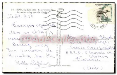 Beaulieu-sur-Mer — A promenade, o cassino e os grandes hotéis — Edições S.E.P.T. — Verso