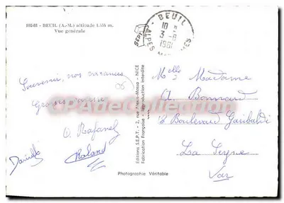 Beuil (A.M.) — Vista geral — Éditions S.E.P.T. - 2, rue Alexis-Mossa - Nice — Verso
