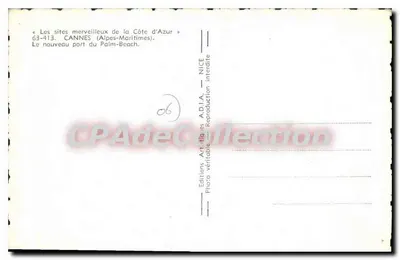 Cannes — O novo porto do Palm-Beach — Edições ADIA, n° 63-413 — Verso