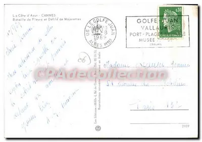Cannes — Batalha de Flores e Desfile de Majorettes — Éditions du Golfe-Juan — Verso
