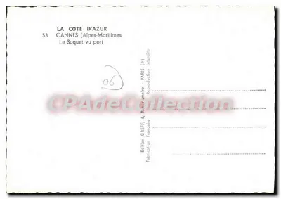 Cannes — Le Suquet widok portu — Wydawnictwo Greff, Paryż — Rewers