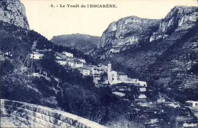 Le Touët de l'Escarène — vista do vilarejo encaixado entre montanhas — Lemaitre & Cie, Nice, n° 06