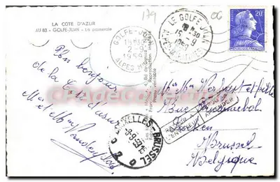 Widok na hotel w Golfe-Juan — Półwysip Azorski — wydawca Les Éditions Françaises — Rewers