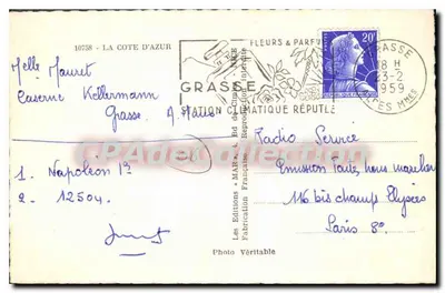 Grasse — Lembrança de Grasse — As Edições MARSA — Verso