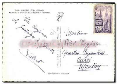 Grasse — Vista geral — Éditions S.E.P.T. - 2, rue d'Extr-Massa - Nice — Verso