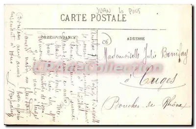 JUAN-LES-PINS — Vista do parque bordando o mar — Carta postal — Verso