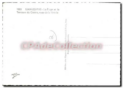 Juan-les-Pins — La Plage et la Terrasse du Casino, vues de la Pinède — Édition « La Cigogne » — Achterkant