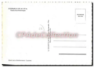 Luceram (A.-M.) — Stara Piękna Ulica — L. Gilletta & Cie. Fotograf, Nice — Rewers