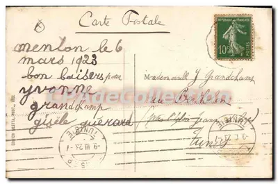 Vue di Menton — prise de Garavan tra le fiori — Édition Greta, n° 8 — Verso