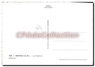 Menton (A.M.) — A Fronteira Italiana — Edições Italianas — Verso