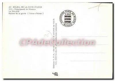 Zmiana straży — Strój zimowy — Wydawnictwo Y.P.A. - St André de Nice — Rewers