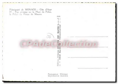 Prinsdom van MONACO - Côte d'Azur - Luchtfoto van de Piazza del Palazzo van de Prins van Monaco - Edities COMPIER - MACON (Ville neuve-sur-Lot) — Achterkant