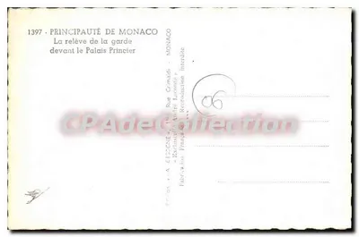 Principado de Mônaco — A substituição da guarda diante do Palácio Real — Edição Grimaldi — Verso