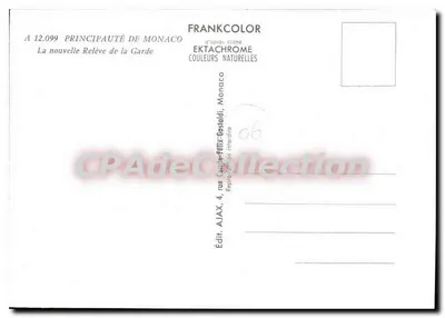 Principauté de Monaco — Nowa zmiana straży granicznej — Frankcolor — Rewers