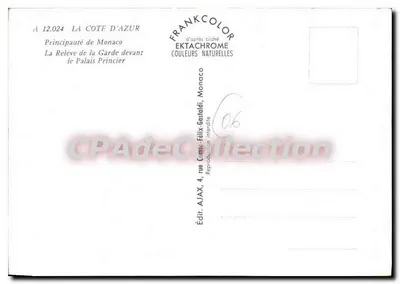 Księstwo Monako — Zmiana Straży przed Pałacem Książęcym — Frankcolor, n°12.024 — Rewers