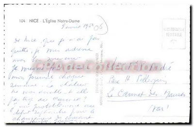 Nice - Ansicht der Kirche Notre-Dame — Éditions d'Art Unier, Nr. 104 — Rückseite