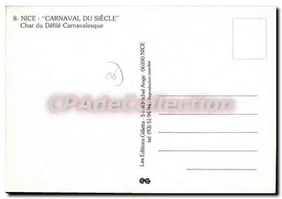 Karnawał Wieku — Wóz parady karnawałowej — Éditions Gilletta, Nice — Rewers