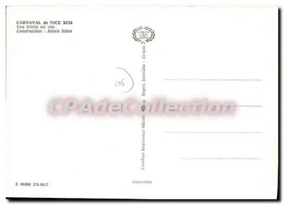 Carnaval de Nice XCII — Uma Estrela nasceu — Alexis Sidro — Verso