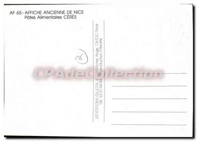 Massas Alimentícias Cérès — Nice — Edições Gilletta — Verso